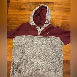 Hooey Men's “Jimmy” Red Rust Grey Hoodie Sweatshirt Button Medium